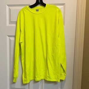 Gildan Neon Safety Yellow Long Sleeve Tee , new no tags